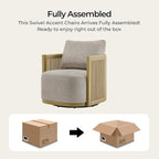 CHITA Braid Swivel Accent Chairs, Modern Comfy FSC Certified Armchair with Paper Cord & Wood Frame for Living Room and Bedroom, Fully Assembled - Linen