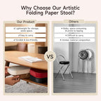 Folding Stool - 17Inch Home Furniture 660lb Load Capacity Foldable Paper Stool - Eco-Friendly Kraft Paper Honeycomb Design,Foldable to 1.2",Brown Modern Minimalist Stool for Living Room(Black)