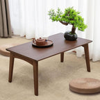 Wooden Folding Coffee Table No Assembly Low Collapsible Japanese Floor Table Small Spaces Tatami FoldableTable for Living Room Home Office (Walnut, Large)