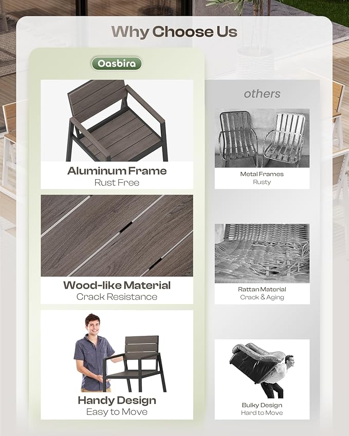 67" Rectangle HDPS Patio Dining Table, Aluminum Outdoor Patio Dining Table with Umbrella Hole, Weather-Resistant for Lawn, Garden, Yard, Poolside and Indoor Use, Charcoal