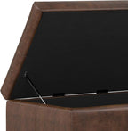 SIMPLIHOME Gabbie 48 inch Wide Contemporary Rectangle Rectangular Storage Ottoman in Distressed Chestnut Brown Vegan Faux Leather, Assembled, For the Living Room, Entryway and Family Room