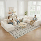 Modular Sectional Cloud Couch for Living Room,Modern Boneless Couche Set with Plush Corduroy,Comfy Floor Sofa with Memory Foam,Stupendous U Shaped Sofa with Chaise,No Assembly Required,Beige