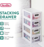 Sterilite 24-Pack 6 Quart Stacking Drawer, Clear Storage Closet Organizer, White Frame - Stackable Modular Plastic Drawers for Clothes, Accessories, Craft Supplies, Shoes or Linens