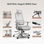 Newtral Best Ergonomic Office Chair with Adaptive Lumbar Support, Laptop Tray, Home Office Desk Chair with 4D Armrest & 5D Headrest, High Back Swivel Desk Computer Chair with Footrest