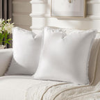 FUTEI Cream White Velvet Decorative Throw Pillow Covers 22x22 Set of 2,Soft Cozy Edge with Tassels Cushion Case,Boho Modern Home Decor for Couch Bed Living Room
