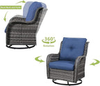 HUMMUH 6 Pieces Outdoor Patio Furniture Set Wicker Swivel Patio Chairs with Ottomans 2 Seater Outdoor Sectional Sofa/Patio Loveseat with Coffee Table