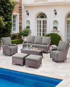 Luxury 24x24x6 Inch Kitty Outdoor Cushions for 5 Peice Patio Furniture Set - Set of 5 Water-Resistant Pillow for Dining Rocking Swivel Chairs Loveseat Couch Sectional Sofa - Grey