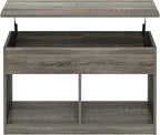 Furinno Jensen Living Room Lift Top Coffee Table with Hidden Compartment, French Oak Grey