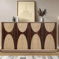 LKTART 59" Sideboard Buffet Cabinet Retro Accent Storage Cabinet with Magnetic Door Latches Adjustable Shelf for Living Room Kitchen(Natural)