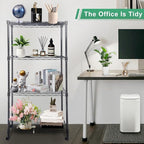 Whitmor 4 Tier Shelving Unit, Adjustable Storage Shelves with Wheels, Wire Shelving, 400 lbs Capacity per Shelf, Max 1600 lbs Total for Laundry, Kitchen, Garage, 24" L x 14" W x 47" H, Black