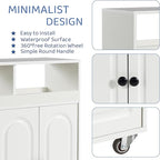 Bathroom Storage Cart with Doors，3-Door Cabinet & Divided Open Shelf，Rolling Organizer Cart for Bathroom, Toilet，White (2)