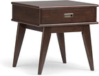 SIMPLIHOME Draper SOLID HARDWOOD 22 inch Wide Rectangle Mid Century Modern End Table in Medium Auburn Brown for the Living Room and Bedroom
