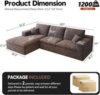 107'' L-Shaped Modern Modular Sectional Cloud Couch, 4-Seat Chenille Deep-Seat Sofa with Pillow for Living Room, Bedroom, Apartment, Camel