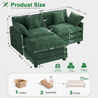 Cloud Chenille L-Shaped Sofa with Ottoman, 77" Space Saving Sectional Loveseat with Chaise, for Small Spaces, Easy Assembly, 1YR Warranty