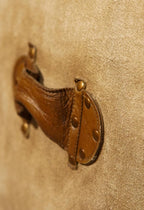 Handmade Eco-Friendly Solid Leather Pouf Brown Color Sqaure 20" x 20" x 20" Pouf for Living Room, Bedroom Seating, Patio