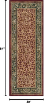 RUGGABLE x Morris & Co Machine Washable Christmas Runner Rug – Acorn Amber Red 2.5x7, Stain-Resistant, Non-Slip – Washable Rug for Hallway, Entryway, Living Room & Kitchen–with Standard Pad