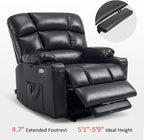 MCombo Oversized Dual Motor Power Lift Recliner Chair Sofa with Massage and Heat for Big Elderly People, Infinite Position, USB Ports, Faux Leather R7677 (Black, Medium-Oversize)