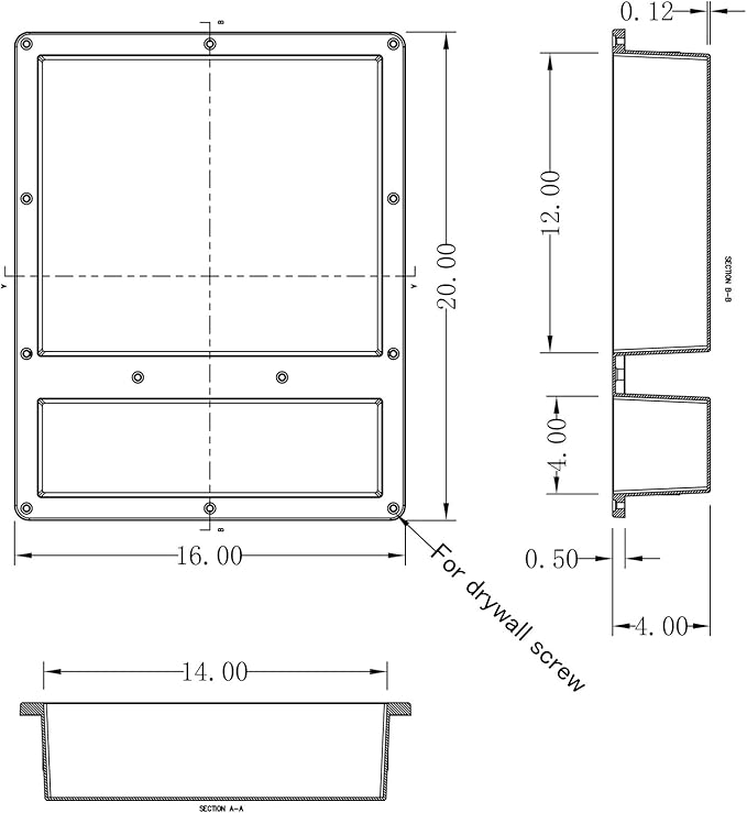 Ready for Tile Waterproof Leak Proof 16" x 20" Bathroom Recessed Shower Niche - Double Bathroom Shelf Organizer Storage for Shampoo & Toiletry Storage - Flush Mount Installation Yellow