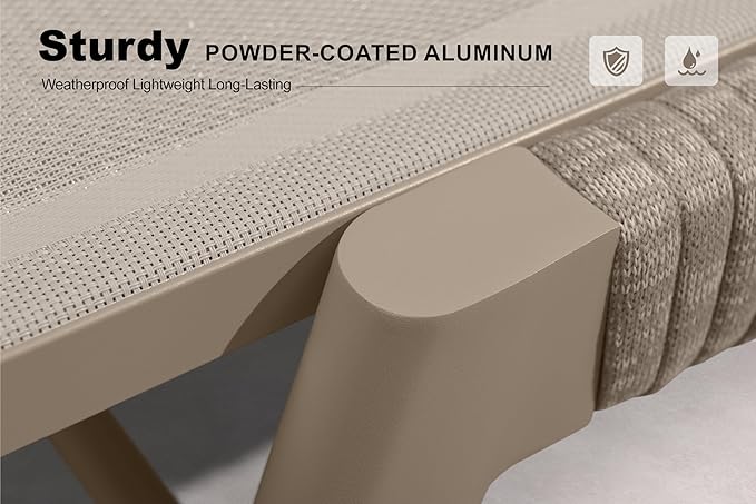 PURPLE LEAF Patio Chaise Lounge Chairs with Armrests Aluminum Reclining Layout Lounges for Outdoor Poolside Nurture Shale