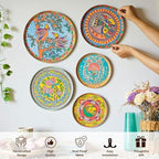 RITUALISTIC Madhubani Wall Plates for home decoration | Wall decor items for living room | Metal Wall décor | Gift items for unisex |wall art | Home Décor & Christmas Gift Items | Set of 5 plates