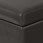 SIMPLIHOME Afton 48 inch Wide Contemporary Rectangle Storage Ottoman Bench in Tanners Brown Vegan Faux Leather, Assembled, For the Living Room and Bedroom