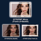 48 x 40 Inch LED Bathroom Mirror with Lights, Backlit and Front Lighted Bathroom Mirrors for Wall, Anti-Fog Dimmable Memory Shatterproof LED Vanity Mirror for Bathroom