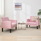 TYBOATLE Accent Chairs Set of 2, Mid Century Modern Upholstered Tufted Living Room Chair for Bedroom, Armchair Single Sofa,Reading Lounging Side Lounge Office Chair (Pink)