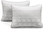 Lush Decor Hygge Geo Pattern Striped 3 Piece Quilt Bedding Set, King, Light Gray