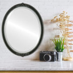 OVALCREST Oval Beveled Wall Mirror for Home Decor - Athena Style - Black Silver - 26" x 20" Outside Dimensions