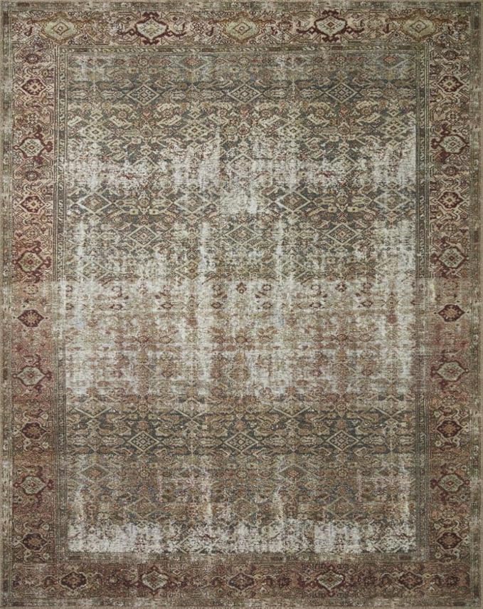 Loloi Amber Lewis Georgie Collection GER-07 Moss/Salmon 10'-0" x 14'-0", .19" Pile Height, Area Rug