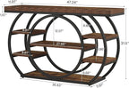 Tribesigns 47" Console Table, 5-Tier Industrial Entryway Table with Metal Frame, Narrow Sofa Table Behind Couch Accent Tables for Living Room, Hallway, Foyer, Rustic Brown