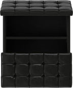 SIMPLIHOME Harrison 30 inch Wide Transitional Square Small Coffee Table Storage Ottoman in Midnight Black Vegan Faux Leather, Assembled, for The Living Room and Bedroom
