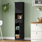 ChooChoo 67" Tall Bathroom Storage Cabinet, Narrow Bathroom Cabinet with 2 Doors and 1 Drawers, Freestanding Cupboard Floor Cabinet with Adjustable Shelves for Living Room, Kitchen, Black