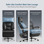 M80A Dual Motor Electric Executive Office Chair with Footrest, Comfortable Reclining Office Chair Wide Seat, Big and Tall Ergonomic Leather Home Office Desk Chair (Black,Multi-Functionality)