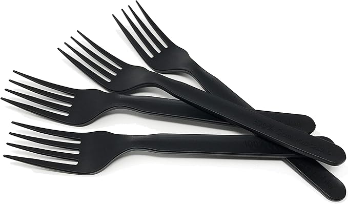 Compostable Heavyweight Disposable Forks - 100 Count CPLA Forks - Eco Friendly Compostable Forks Made from Cornstarch