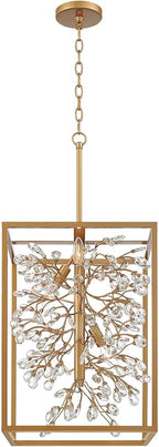 Possini Euro Design Carrine Light Brass Gold Pendant Chandelier Lighting 15 1/4" Wide Modern Clear Crystal Accents 4-Light Fixture for Dining Room House Home Foyer Kitchen Entryway Bedroom Living
