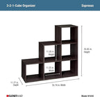 ClosetMaid Cubeicals 3-2-1 Cube Storage Shelf Organizer Bookshelf - Vertical/Horizontal, Easy Assembly - Espresso Wood Finish