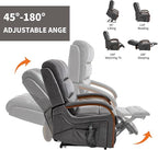 Dual Motor Recliner Lift Chair with Heat and Massage, Heavy Duty Leather Power Lift Recliner Chair Idea Gifts for Seniors, Stand Assistance, Grey