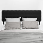Furinno Roanne Headboard King Size, Tufted Upholstered Wooden Headboard, Bed Frame Mount Head Board, Easy Assembly, for Bedroom, Dorm, Plain Black