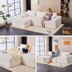 Sidanli 110" Modular Sectional Sofa, Cloud Sectional Couch with L-Shape Chaise, Modern Couch with Deep Seat for Living Room Bedroom, No Assembly Required, Beige (Soft Corduroy Fabric, Left Facing)
