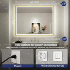 LED Bathroom Mirror, 40x30 Inch Frontlit & Backlit Gold Framed Lighted Mirror,Wall Mouted Vanity Mirror with Lights,Double Lights Strips,Anti Fog Stepless 3 Colors Temperature & Dimmable