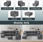 Legend Vansen Modular Sectional Sofa U Shaped Couch with Ottoman Modern Reversible Corner Sectional Couch for Living Room (Dark Grey, U Shaped Sofa-5)
