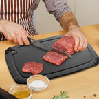 Dishwasher Safe Cutting Boards for Kitchen - Extra Large Composite Wood Cutting Board with Non-Slip Feet & Juice Groove - Thin & Lightweight Eco-Friendly Chopping Board (18 x 12 Inch, Slate Black)