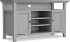 SIMPLIHOME Amherst 54-inch Wide Solid Wood TV Stand in Fog Grey, Transitional-Style Media Console for Living Room with Adjustable Shelves and Cable Management