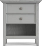 SIMPLIHOME Amherst SOLID WOOD 24 Inch Wide Traditional Bedside Nightstand Table in Fog Grey, For the Living Room and Bedroom