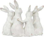 Creative Co-op EC0147 Whitewashed Polyresin Bunny Rabbit Quartet Figures and Figurines, White