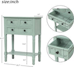 Knocbel Slim Antique Entry Console Table with Drawers & Bottom Open Shelf, Solid Wood Sofa Couch Table for Entryway Hallway Living Room (Mint Green)