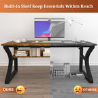 StarGraph Computer Desk 55'' Large Home Office Desk with Sturdy Metal Frame U Shaped Modern Computer Desks with Storage Study Writing Office Work from Home Desks (Rustic Brown, 55 inch)