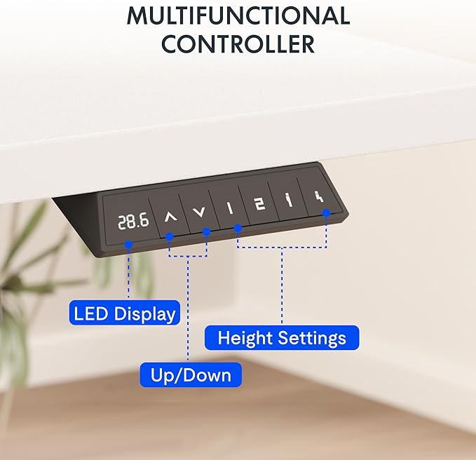 FLEXISPOT EN2 Whole-Piece Standing Desk with Clamp Power Strip, 60 x 24 Electric Stand Up Height Adjustable Desk with Cable Management (Black Frame + 60" White Top, 2 Packages)