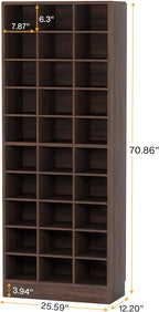 Tribesigns 10-Tier Shoe Storage Cabinet, Espresso Wooden Shoe Rack with 30 Cubbies, Freestanding Tall Entryway Shoe Organizer for Closet, Entryway, Living Room